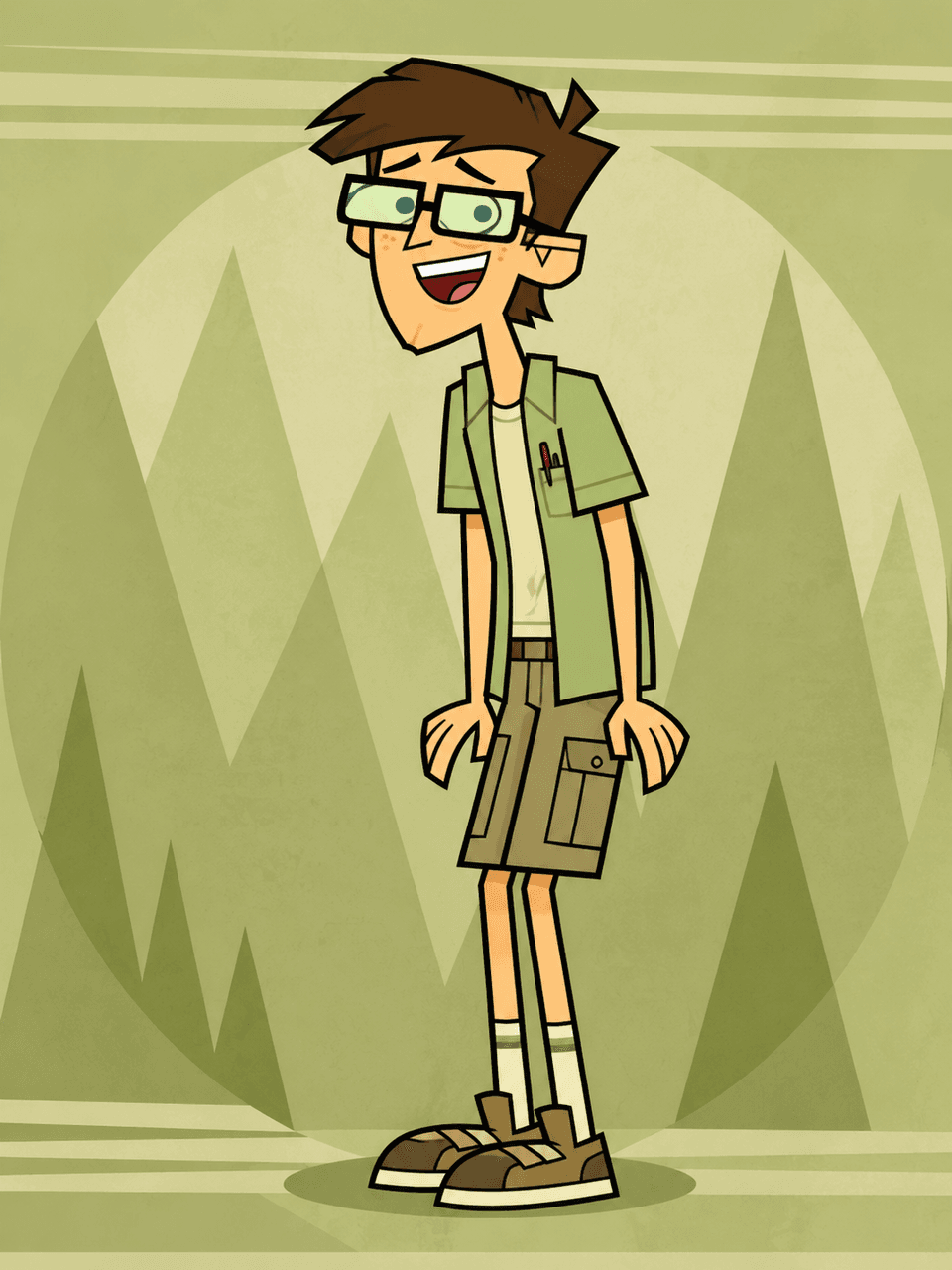 Total Drama OC Maker workflow step showing stickers and badges before funny scene ideas