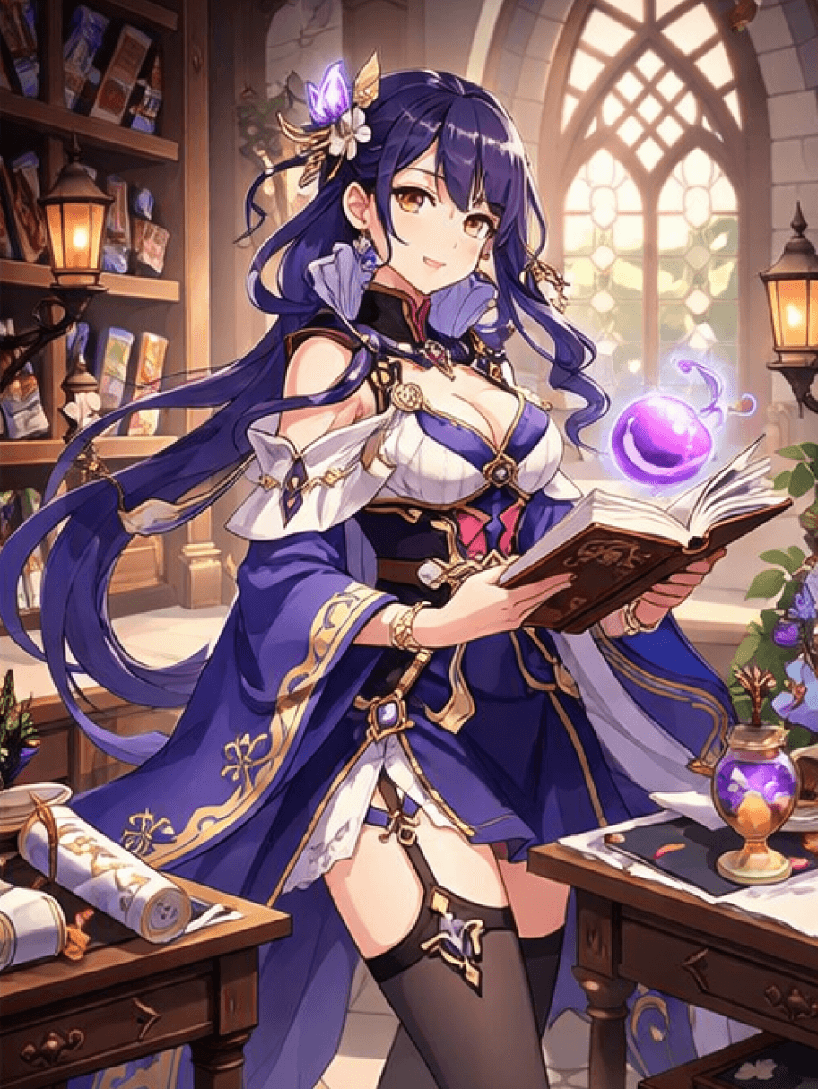 Interface de Genshin OC Maker montrant un spécialiste du support avec un style d'œil dramatique pour l'art de révélation de l'intrigue