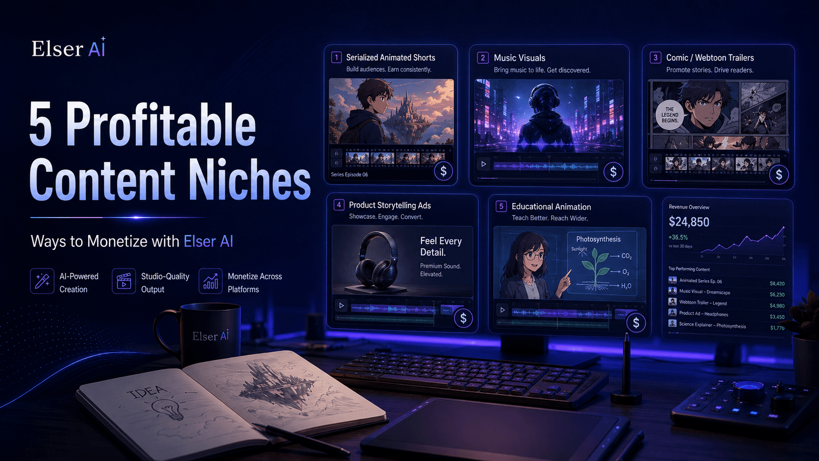 5 Profitable Content Niches You Can Monetize with Elser AI Right Now