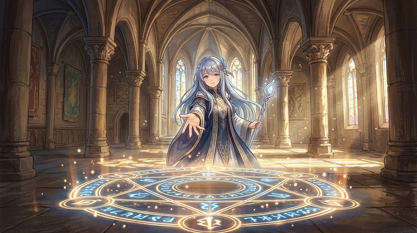 The moment Liy Co arrives in the summoning circle.